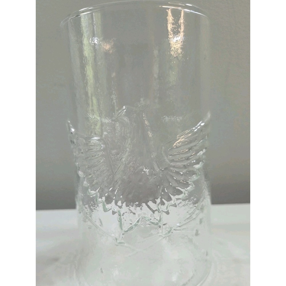 Vintage Pressed Clear Glass Vase Embosed Eagle And Stars Design